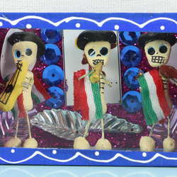 メキシコ壁飾り 置物 ニチョ ガラス カラベラ（ガイコツ）小 003 2枚目の画像