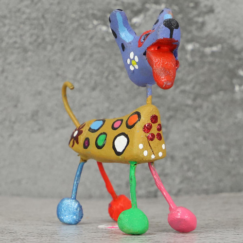 メキシコ工芸品 カラフル カラベラ ドッグドール 犬 019 死者の日