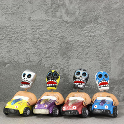 メキシコ工芸品 オープンカーとルチャリブレ カラベラドール 015 死者の日 5枚目の画像