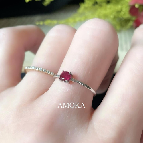 宝石質AAA】 高品質ルビー silver925 18KGP天然石リング 指輪 サイズ