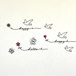 お花と蝶　hello  ワイヤークラフト　アート　壁飾り　可愛い　おしゃれ　インテリア　シンプル　スワッグ　雑貨　 4枚目の画像