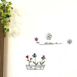 お花と蝶　hello  ワイヤークラフト　アート　壁飾り　可愛い　おしゃれ　インテリア　シンプル　スワッグ　雑貨　 6枚目の画像