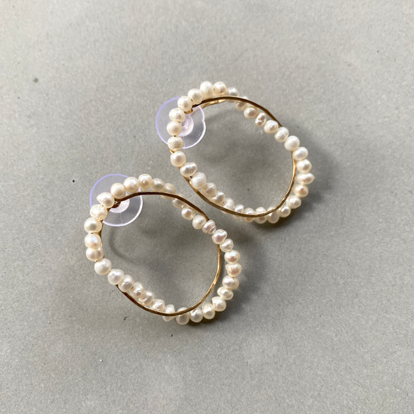 Oval pearl ear clips 14kgf 淡水パール イヤークリップ オーバル 3枚目の画像