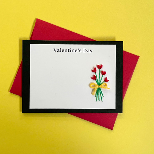 バレンタインデー 3枚セット 紙刺繍 ミニメッセージカード 彼氏 友