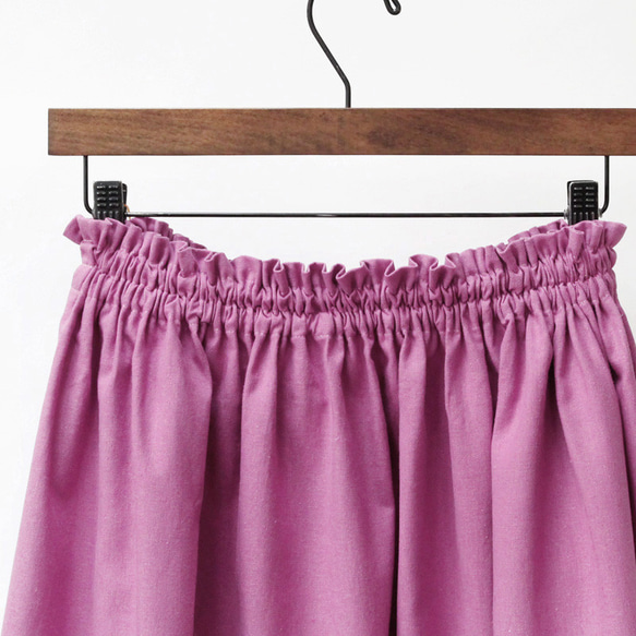 コットンリネン ギャザースカート（チェリーピンク）リネン 麻 ロング マキシ ポケット 6枚目の画像