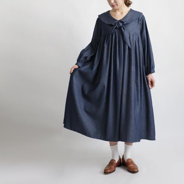 ハンドメイド♡90cmラベンダーフリルたっぷりセーラーワンピースリボン