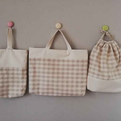 千鳥柄 春カラー オーダーページ レッスンバック 上履き入れ 体操着袋