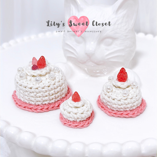 いちごケーキのお帽子〈ハムスター帽子 おしゃれハムスター 小動物