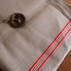 ドイツ アンティークリネン・マングルクロス レッドライン 3mx90cm (未