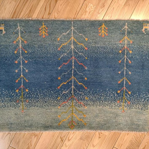 完売】ペルシャ ギャッベ 玄関マット 横柄 85x62cm 風景 ギャべ ギャッ