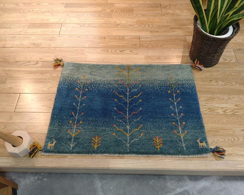 完売】ペルシャ ギャッベ 玄関マット 横柄 85x62cm 風景 ギャべ ギャッ