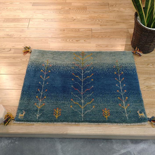 完売】ペルシャ ギャッベ 玄関マット 横柄 85x62cm 風景 ギャべ ギャッ