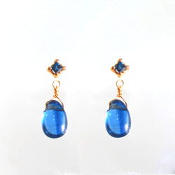 2way - blue - Blue Sapphire & Kyanite k18gp Earrings/Pierce 1枚目の画像