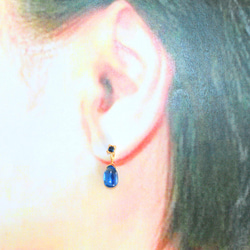 2way - blue - Blue Sapphire & Kyanite k18gp Earrings/Pierce 8枚目の画像