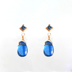 2way - blue - Blue Sapphire & Kyanite k18gp Earrings/Pierce 2枚目の画像