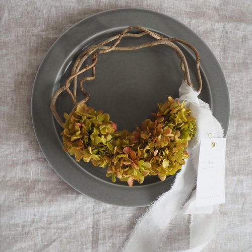 アジサイのハーフリース あじさい色のハーフリース アーティフィシャルフラワー 直径23