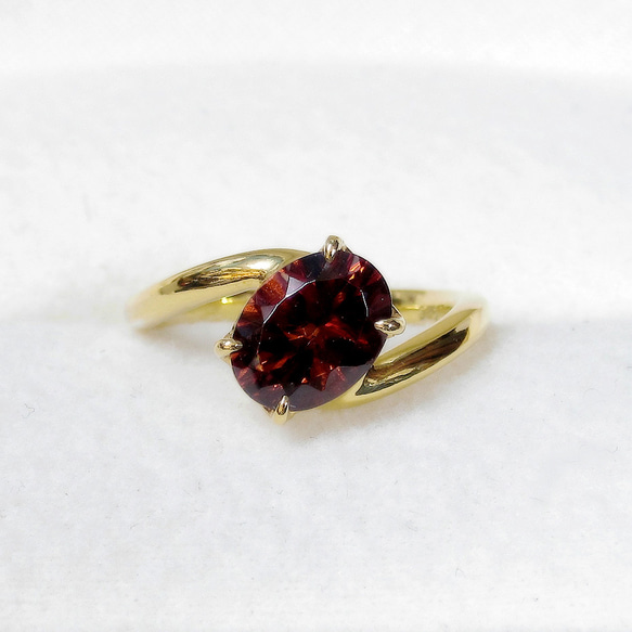 e様、オーダー品_1.60ctガーネットとSV925の指輪（K18イエローゴールド  