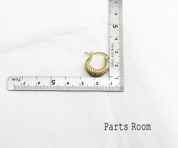 [2 件] 胖斜線圈形耳環 [銀色] -mt-3492 第4張的照片