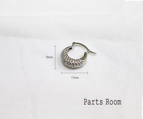 [2 件] 胖斜線圈形耳環 [銀色] -mt-3492 第3張的照片