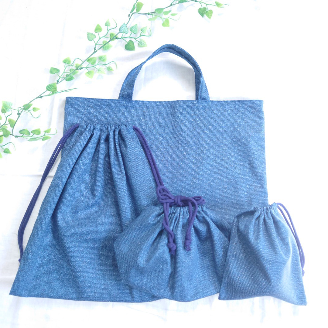Ocean&Ground Ocean＆Ground 巾着 中 BLUE Mサイズ デニム 巾着
