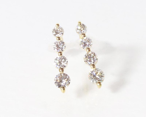 楽天市場】K18 天然ダイヤモンド 0.05ct バーピアス 片耳用 送料