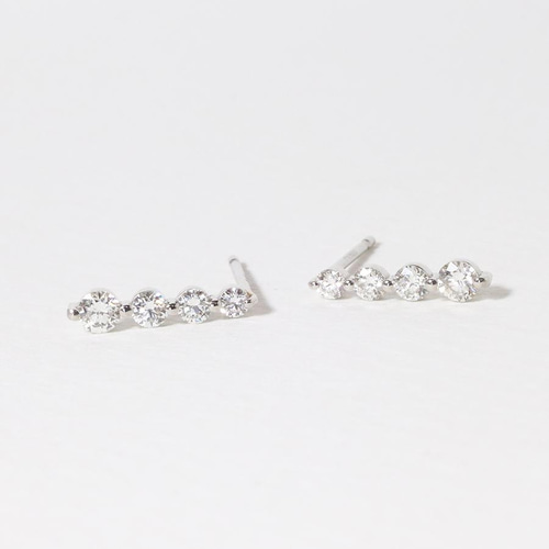 k18 0.32ct 8石 天然ダイヤモンド ピアス バー 棒 イエローゴールド