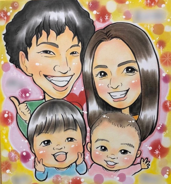 パステルタッチ】似顔絵オーダー 大色紙1名2000円 イラスト くみえいて 