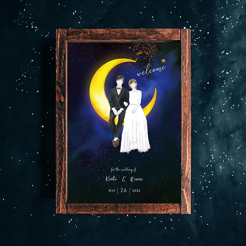 ウェルカムボード 似顔絵　スター　星　水彩　イラスト wedding 結婚式　データ納品