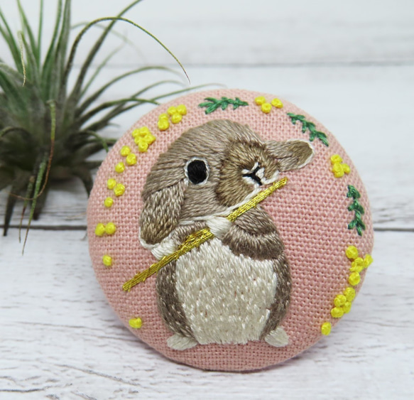 ピンクハウス スカーフ ウサギ うさぎ ミミモザ ラビット 大判 綿 刺繍