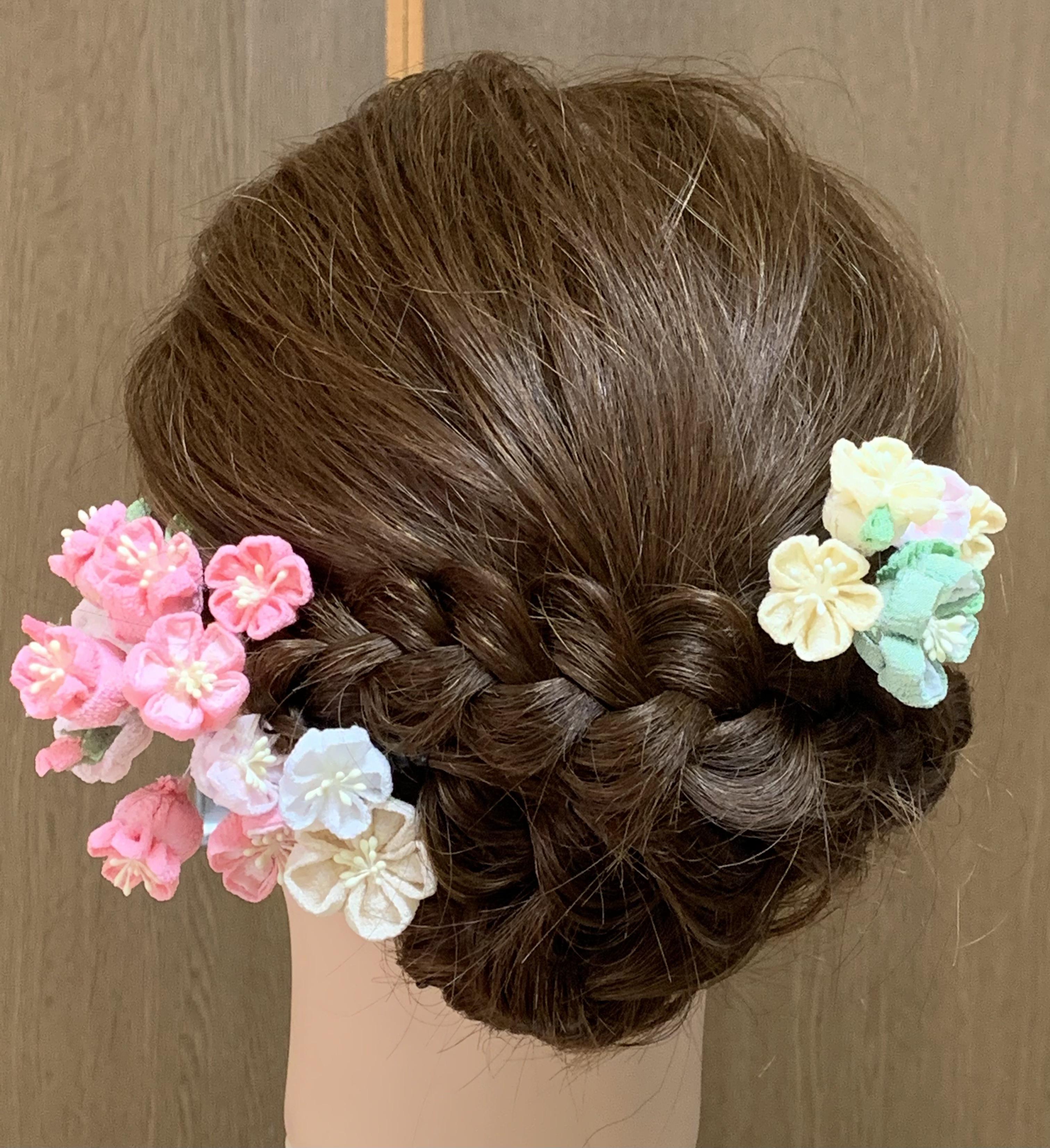 受注製作【お香入りの一越ちりめん・つまみ細工「桜の簪」】成人式、卒業式、七五三、前撮りに✨