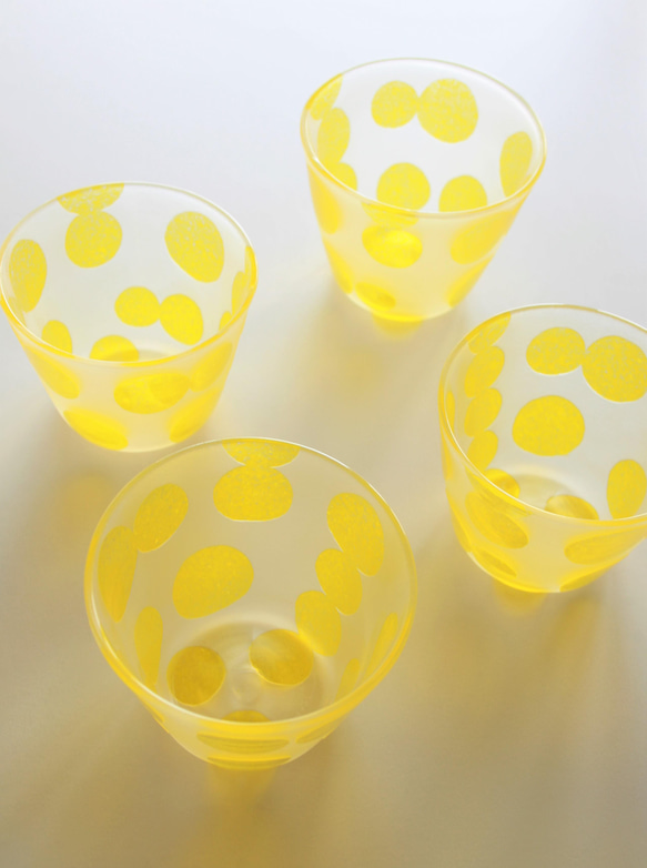 黄色丸模様のグラス 3枚目の画像
