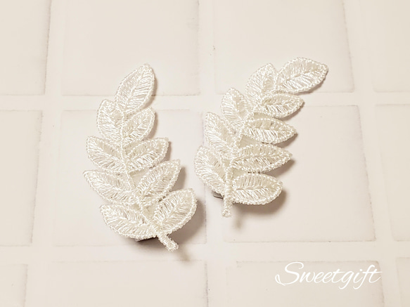 再販☆【受注製作】No.10 ハンドメイド 2個セット ホワイトリーフ 