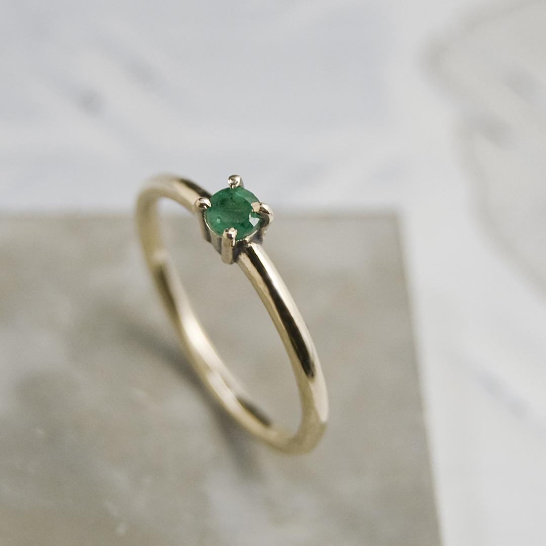 鏡面 エメラルド RD3mm K10YGイエローゴールドプレーンリング 1.5mm幅 ｜K10YG RING｜667