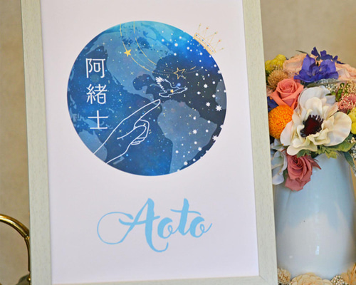 名前アート　命名　オリジナル　ギフト お名前アート フレーム付 お子さんの名前の由来で作成 命名 名付け