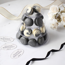 推しマカロンタワー【黒】塩バニラ・レアチーズオレオ その他お菓子