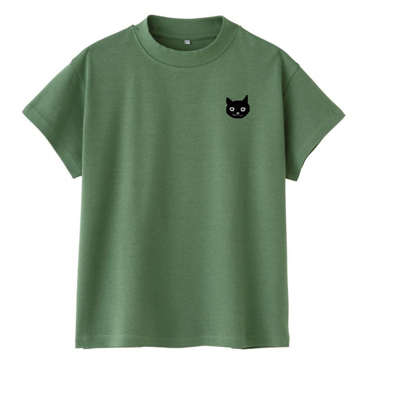 猫柄　レディースハイネックTシャツ　綿100％ 2枚目の画像