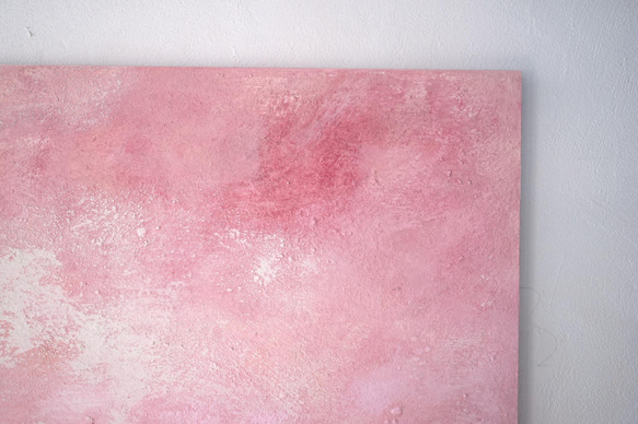 春満開の桜色・桃色のアートパネル（Cherry #530091）砂糖菓子のようなやさしい風合い　珪藻土＋アクリル絵具原画 5枚目の画像