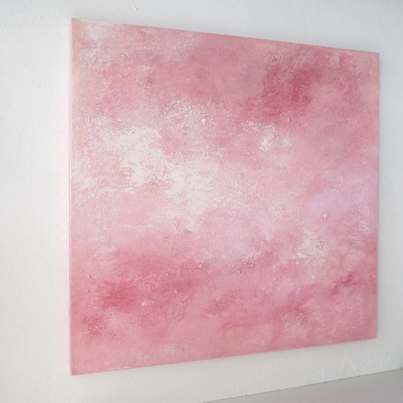 春満開の桜色・桃色のアートパネル（Cherry #530091）砂糖菓子のようなやさしい風合い　珪藻土＋アクリル絵具原画 3枚目の画像
