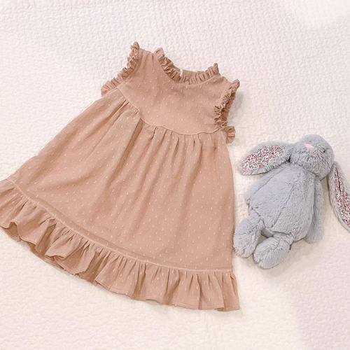 ❁ハンドメイドドール❁赤ちゃんドール❁ベビー❁ベビー服❁フリルワンピース ドビードットフリルワンピース ベビー服 こはるびより 通販