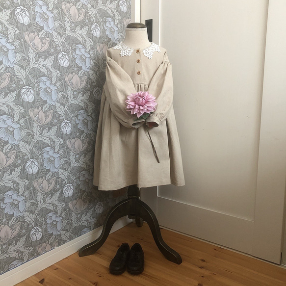 ■ホワイトレースとコットンリネンのワンピース/ MARUBEAR■ 6枚目の画像