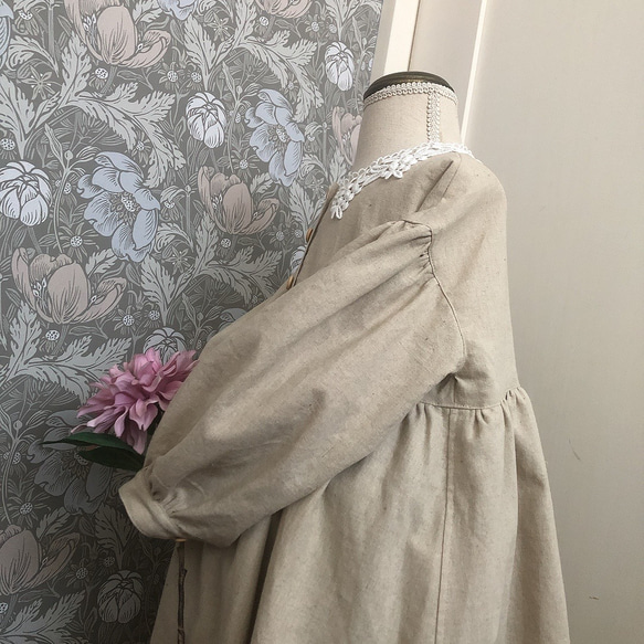 ■ホワイトレースとコットンリネンのワンピース/ MARUBEAR■ 8枚目の画像