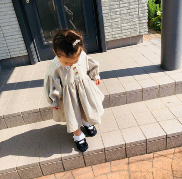 ■ホワイトレースとコットンリネンのワンピース/ MARUBEAR■ 9枚目の画像