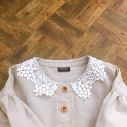 ■ホワイトレースとコットンリネンのワンピース/ MARUBEAR■ 4枚目の画像