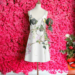 【受注生産】八重桜とメジロスリップドレス　ショート丈 1枚目の画像