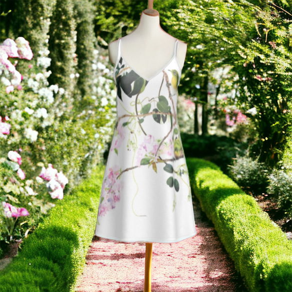 【受注生産】八重桜とメジロスリップドレス　ショート丈 11枚目の画像