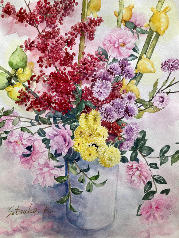 秋の活花 水彩画原画 絵画 Setsu 通販 13361273|Creema(クリーマ) 秋の活花 水彩画原画 絵画 Setsu 通販 13361273|Creema(クリーマ)