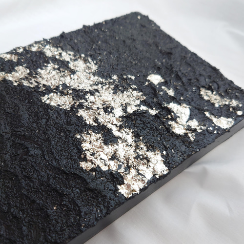 テクスチャーアート/黒シルバー/アートパネル【銀箔アート】 その他