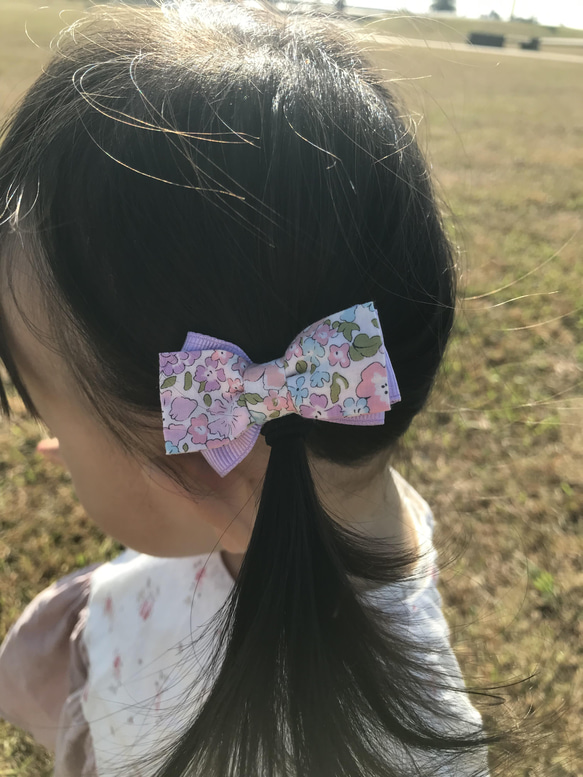 2個セット♡petit liberty♡リバティヘアゴム♡リボンヘアゴムセット 4枚目の画像