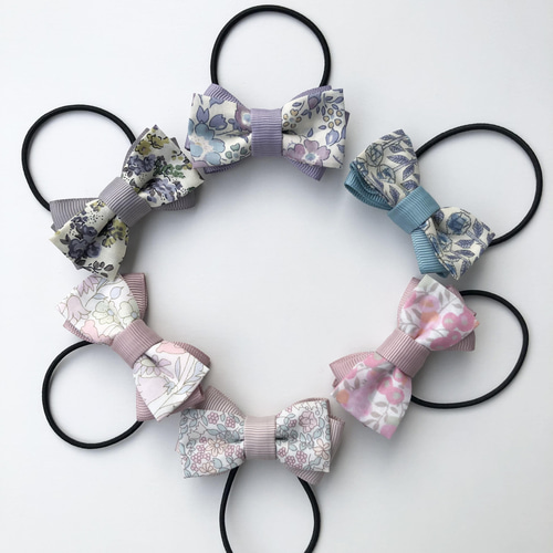 リバティ ハンドメイド ヘアゴム12個セット11 ぷっくりリボンのリバティヘアゴム(2) | iichi 日々の暮らしを