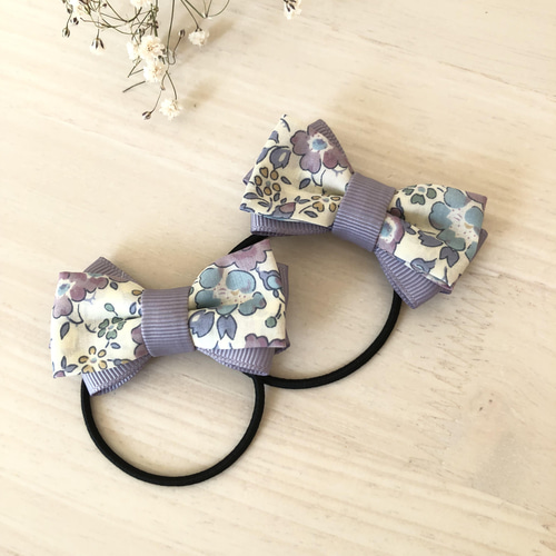 2個セット♡petit liberty♡リバティヘアゴム♡リボンヘアゴムセット 
